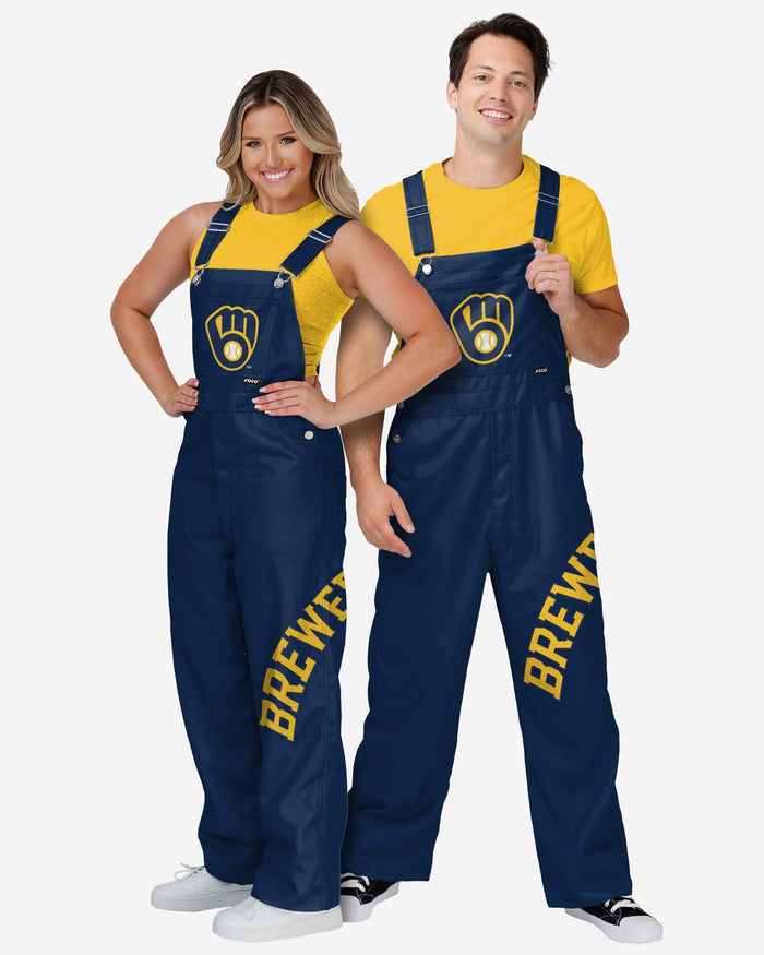 Milwaukee Brewers Mens Big Logo Bib Overalls FOCO - FOCO.com