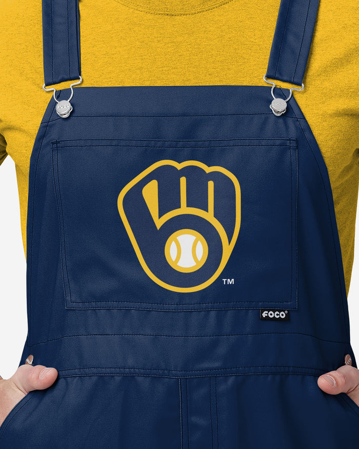 Milwaukee Brewers Mens Big Logo Bib Overalls FOCO - FOCO.com