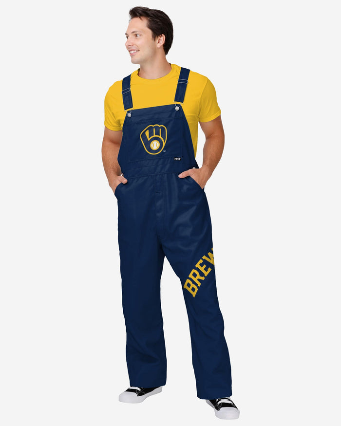 Milwaukee Brewers Mens Big Logo Bib Overalls FOCO S - FOCO.com