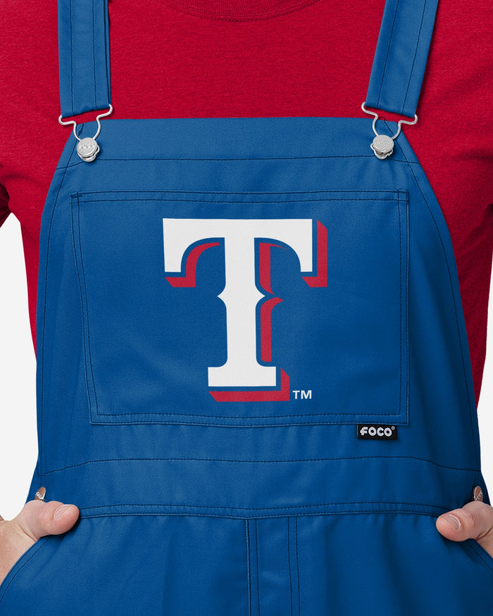 Texas Rangers Mens Big Logo Bib Overalls FOCO - FOCO.com