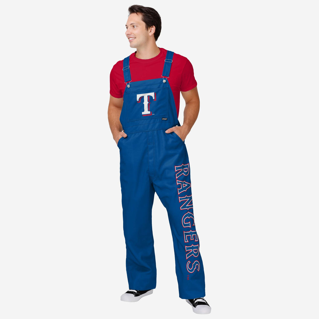 Texas Rangers Mens Big Logo Bib Overalls FOCO S - FOCO.com