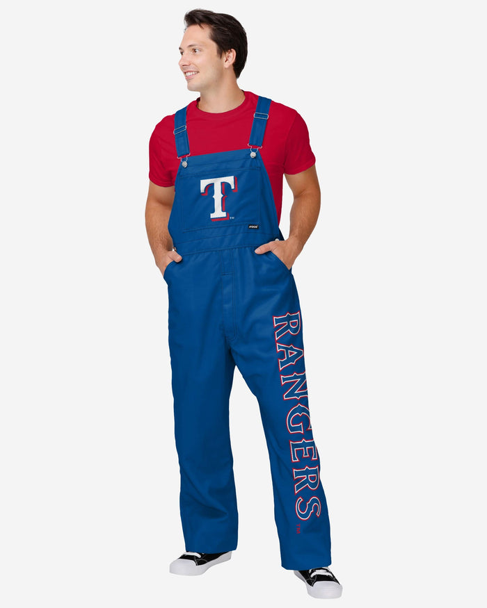 Texas Rangers Mens Big Logo Bib Overalls FOCO S - FOCO.com