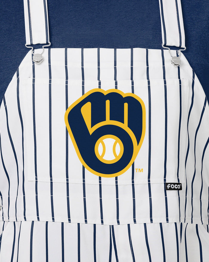 Milwaukee Brewers Mens Pinstripe Bib Overalls FOCO - FOCO.com