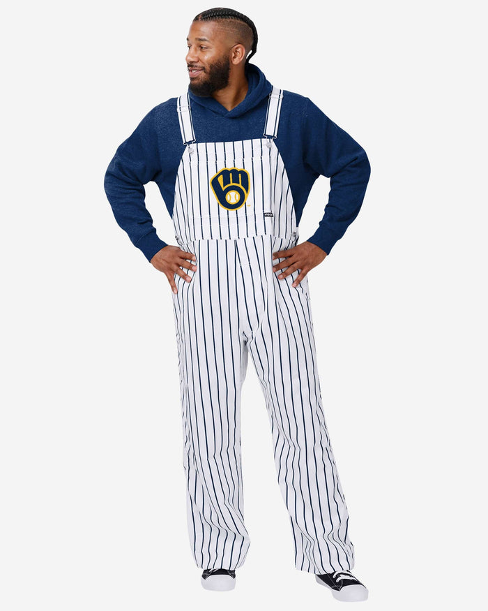 Milwaukee Brewers Mens Pinstripe Bib Overalls FOCO S - FOCO.com