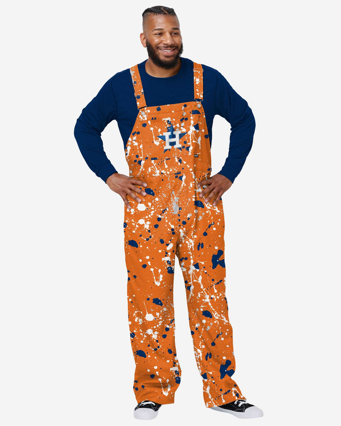 Houston Astros Mens Paint Splatter Bib Overalls FOCO S - FOCO.com