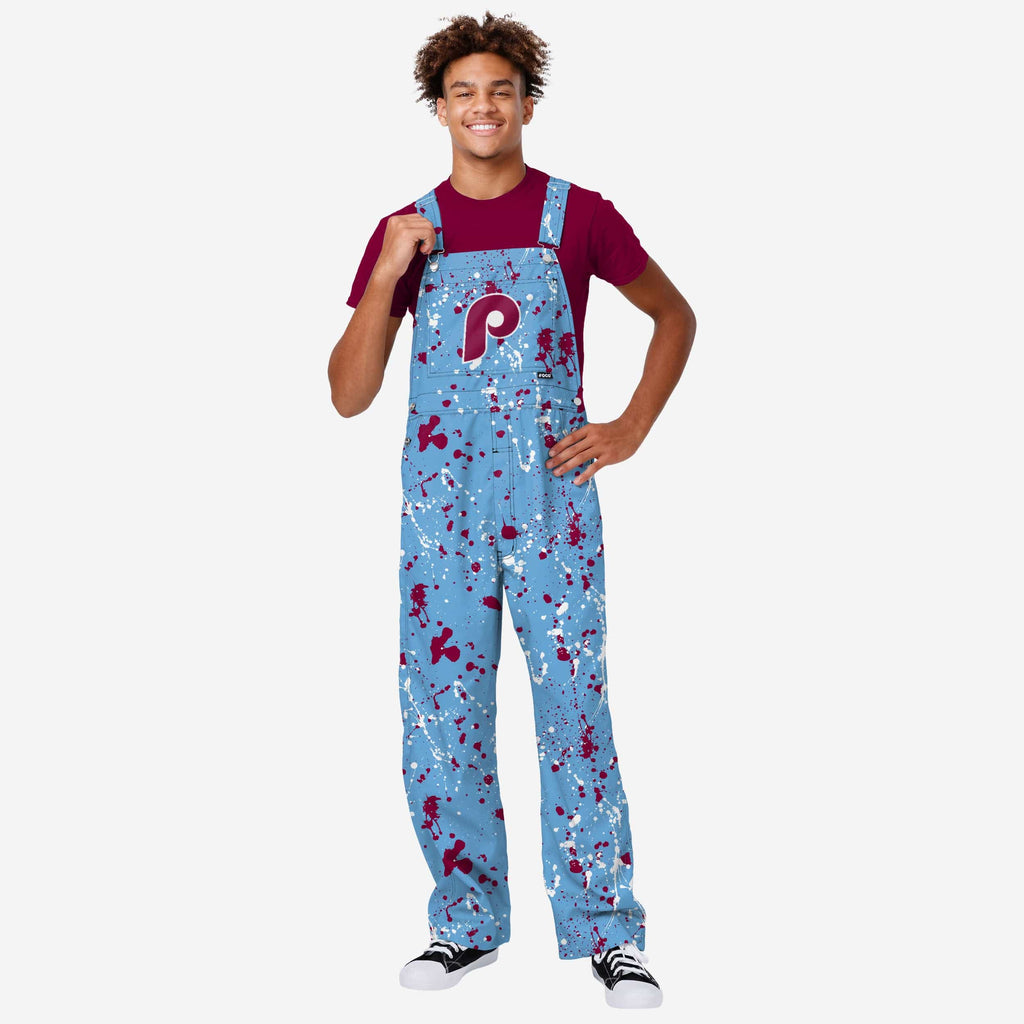 Philadelphia Phillies Mens Powder Blue Paint Splatter Bib Overalls FOCO S - FOCO.com