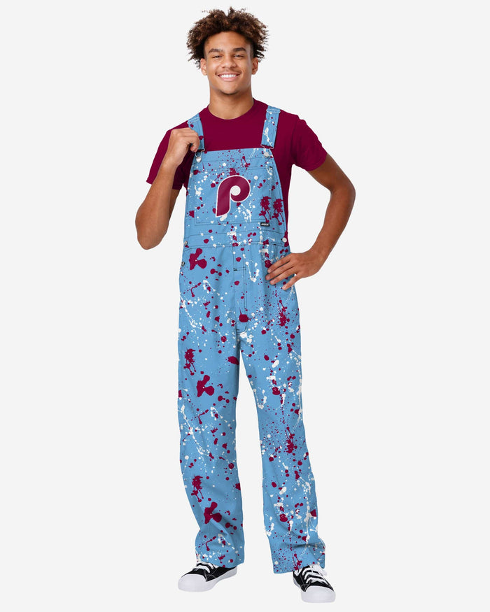 Philadelphia Phillies Mens Powder Blue Paint Splatter Bib Overalls FOCO S - FOCO.com