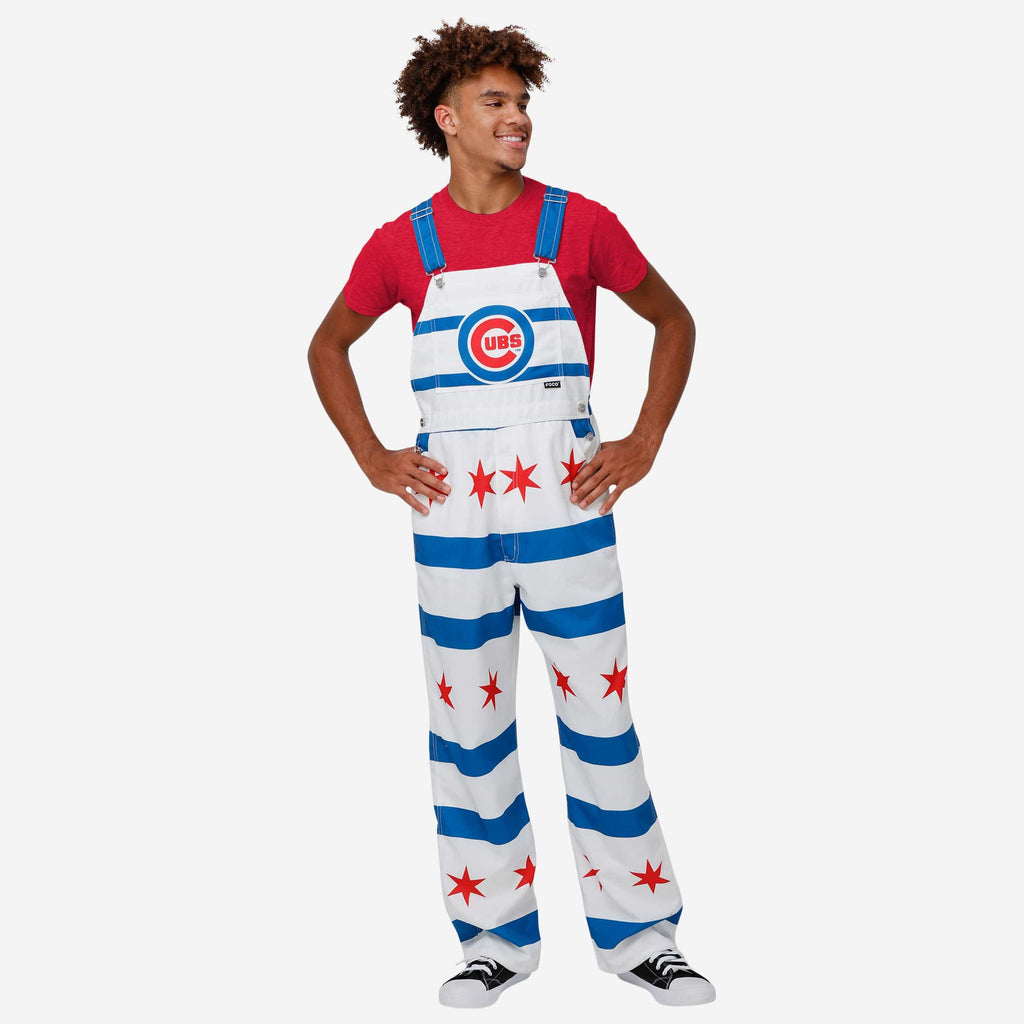 Chicago Cubs Mens Flag Thematic Bib Overalls FOCO S - FOCO.com