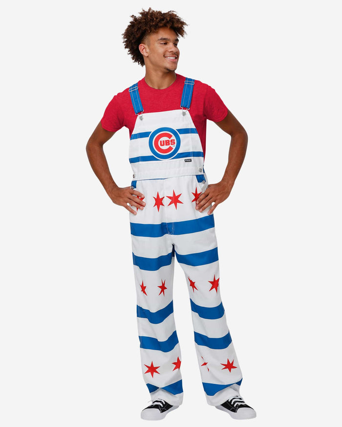 Chicago Cubs Mens Flag Thematic Bib Overalls FOCO S - FOCO.com