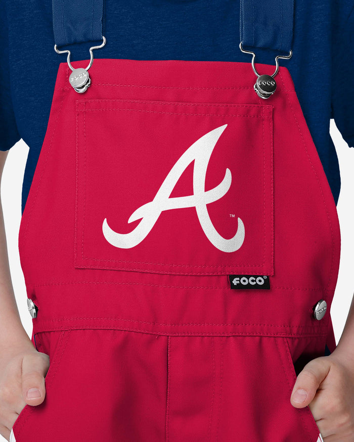 Atlanta Braves Youth Team Stripe Bib Overalls FOCO - FOCO.com