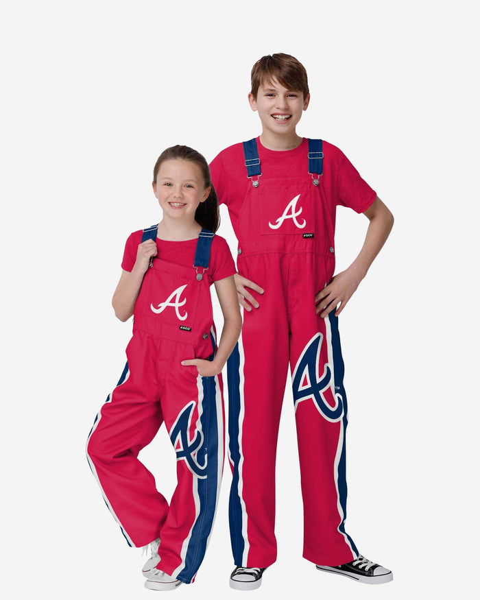 Atlanta Braves Youth Team Stripe Bib Overalls FOCO 8 (S) - FOCO.com