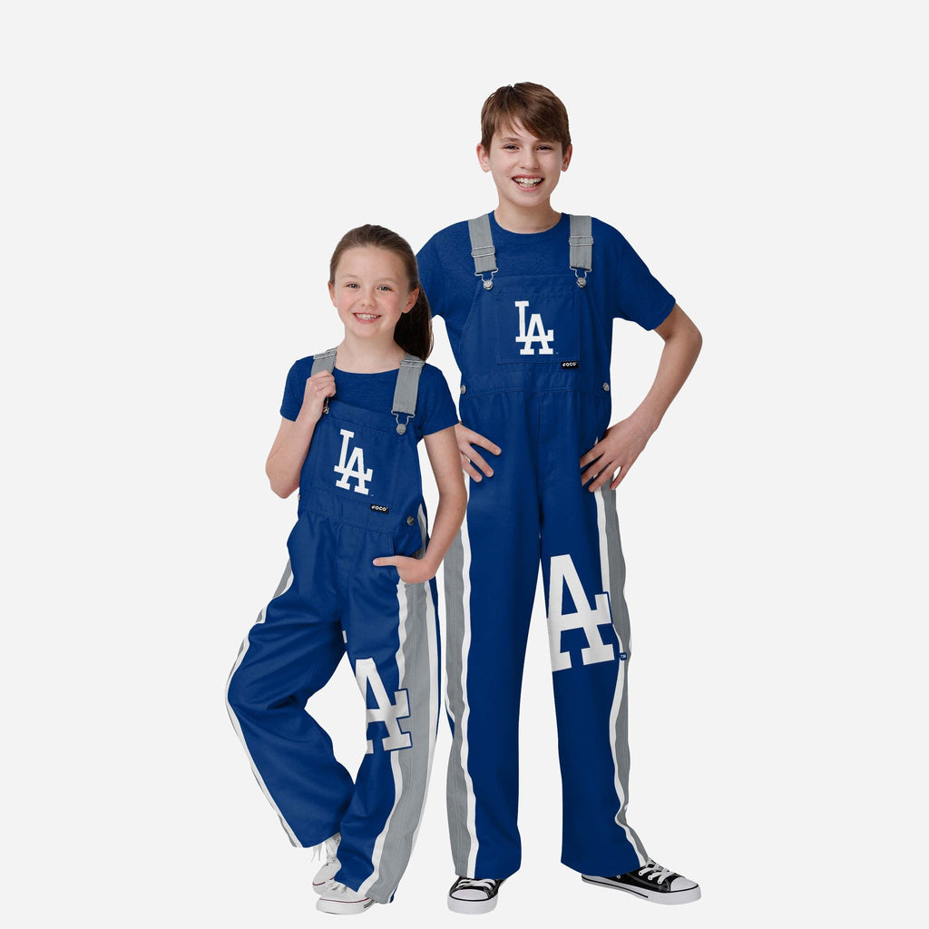 Los Angeles Dodgers Youth Team Stripe Bib Overalls FOCO 8 (S) - FOCO.com