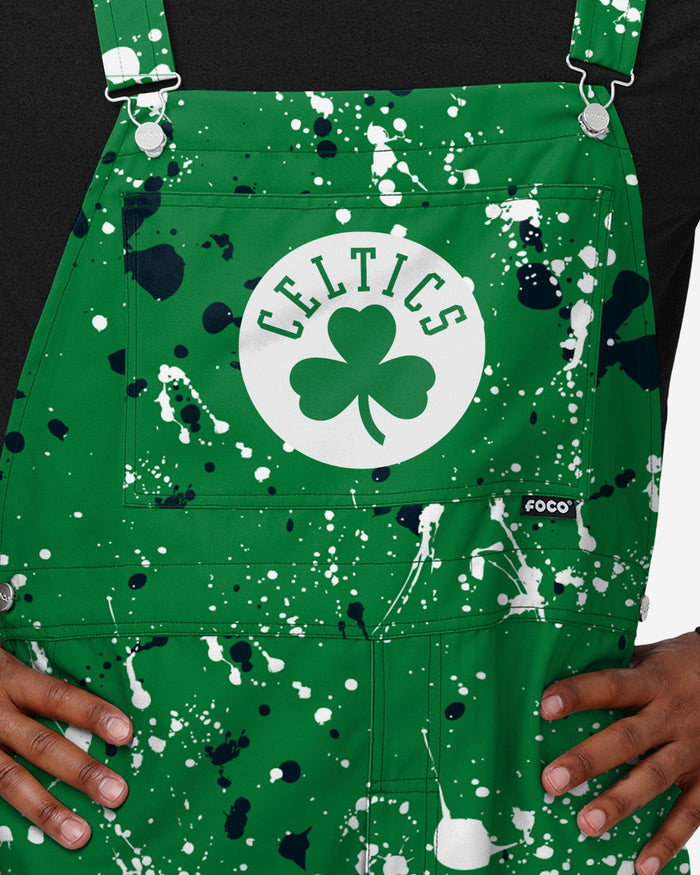 Boston Celtics Mens Paint Splatter Bib Overalls FOCO - FOCO.com