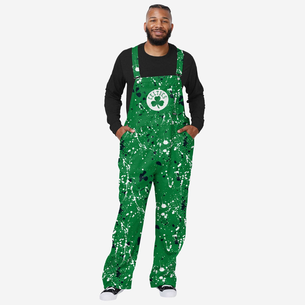 Boston Celtics Mens Paint Splatter Bib Overalls FOCO S - FOCO.com