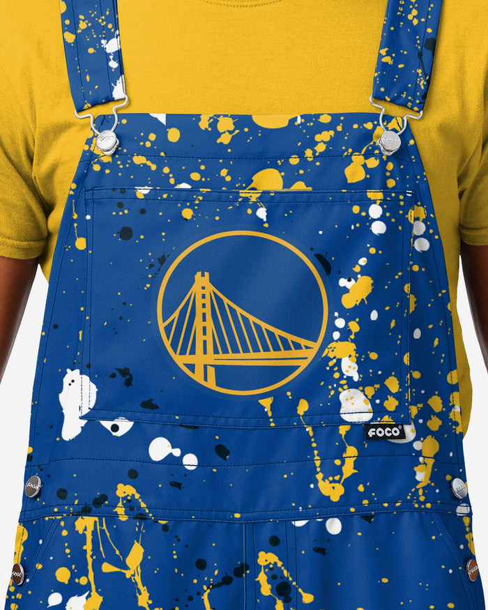 Golden State Warriors Mens Paint Splatter Bib Overalls FOCO - FOCO.com