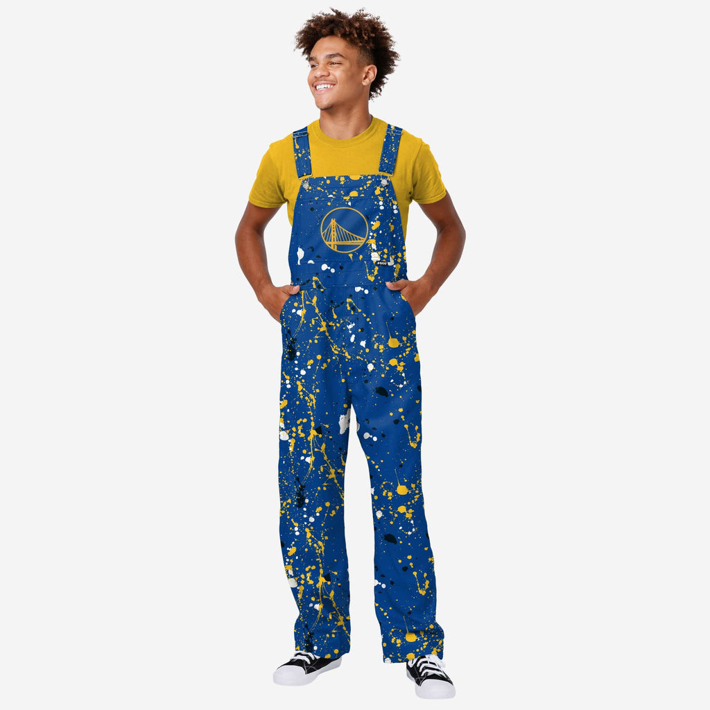 Golden State Warriors Mens Paint Splatter Bib Overalls FOCO S - FOCO.com