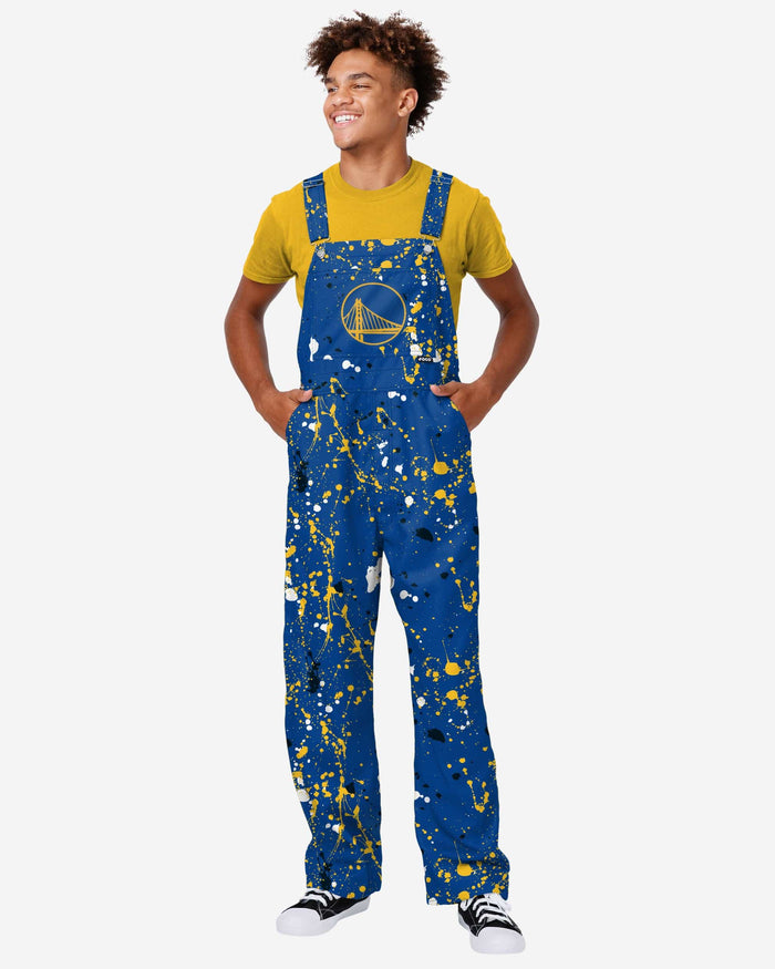 Golden State Warriors Mens Paint Splatter Bib Overalls FOCO S - FOCO.com