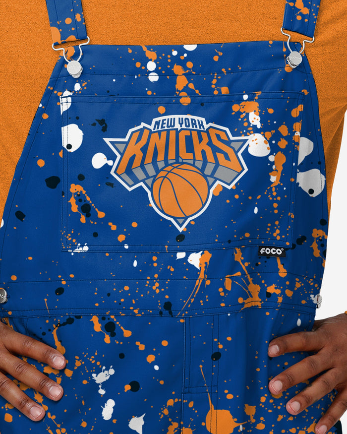 New York Knicks Mens Paint Splatter Bib Overalls FOCO - FOCO.com