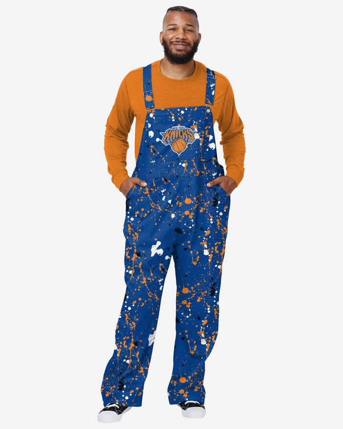 New York Knicks Mens Paint Splatter Bib Overalls FOCO S - FOCO.com