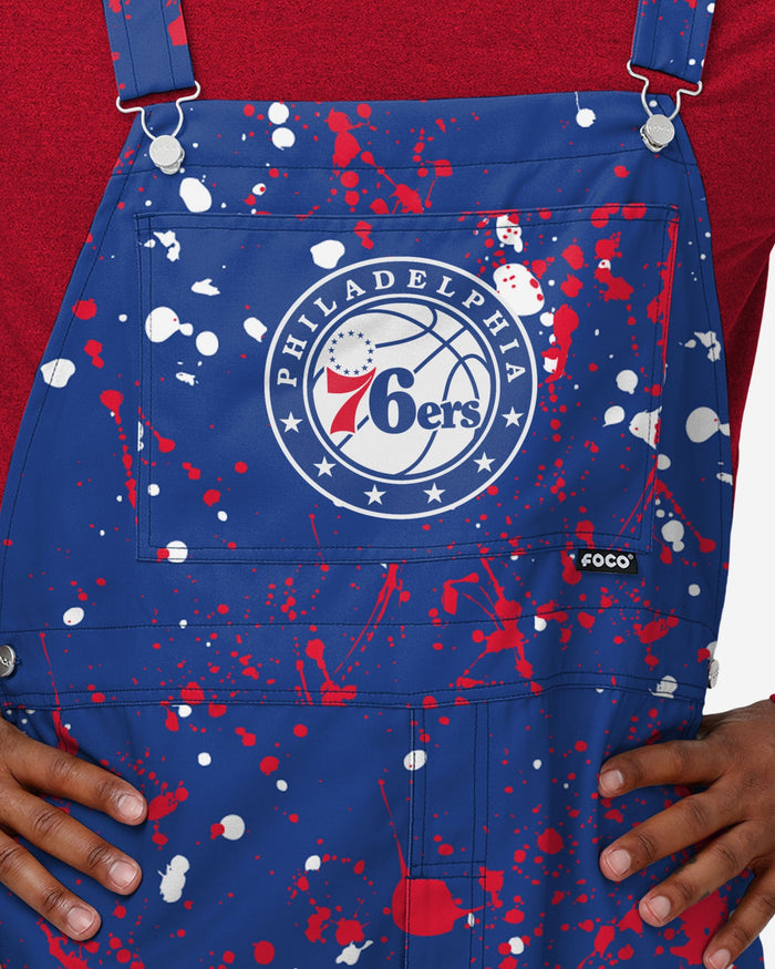 Philadelphia 76ers Mens Paint Splatter Bib Overalls FOCO - FOCO.com