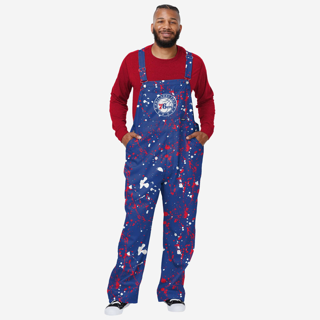 Philadelphia 76ers Mens Paint Splatter Bib Overalls FOCO S - FOCO.com