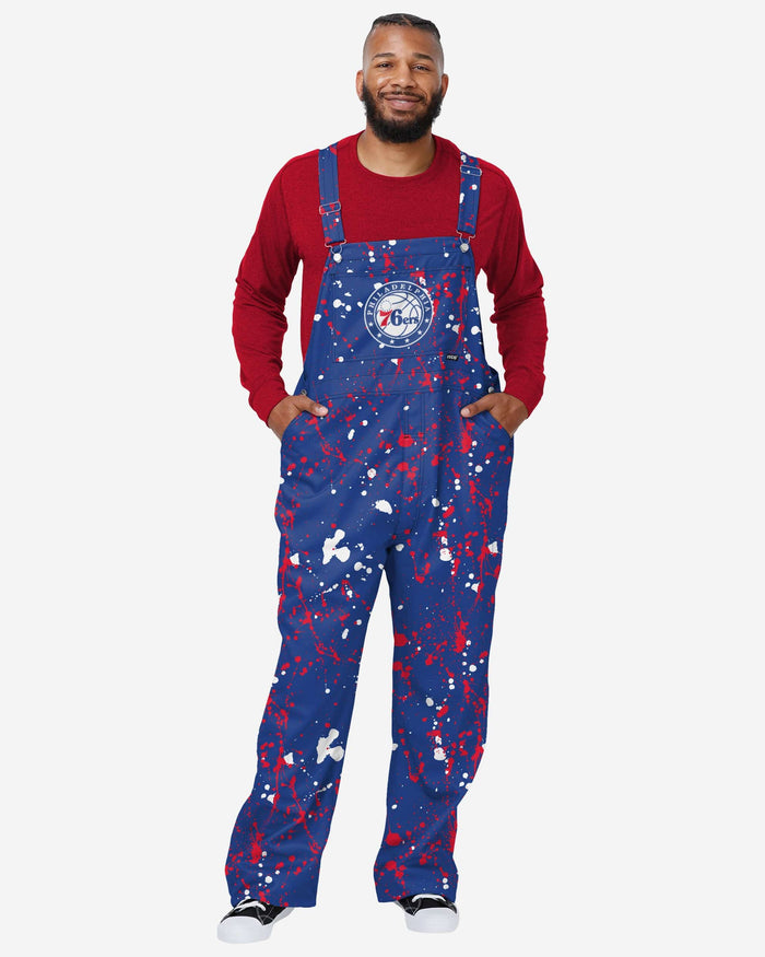 Philadelphia 76ers Mens Paint Splatter Bib Overalls FOCO S - FOCO.com