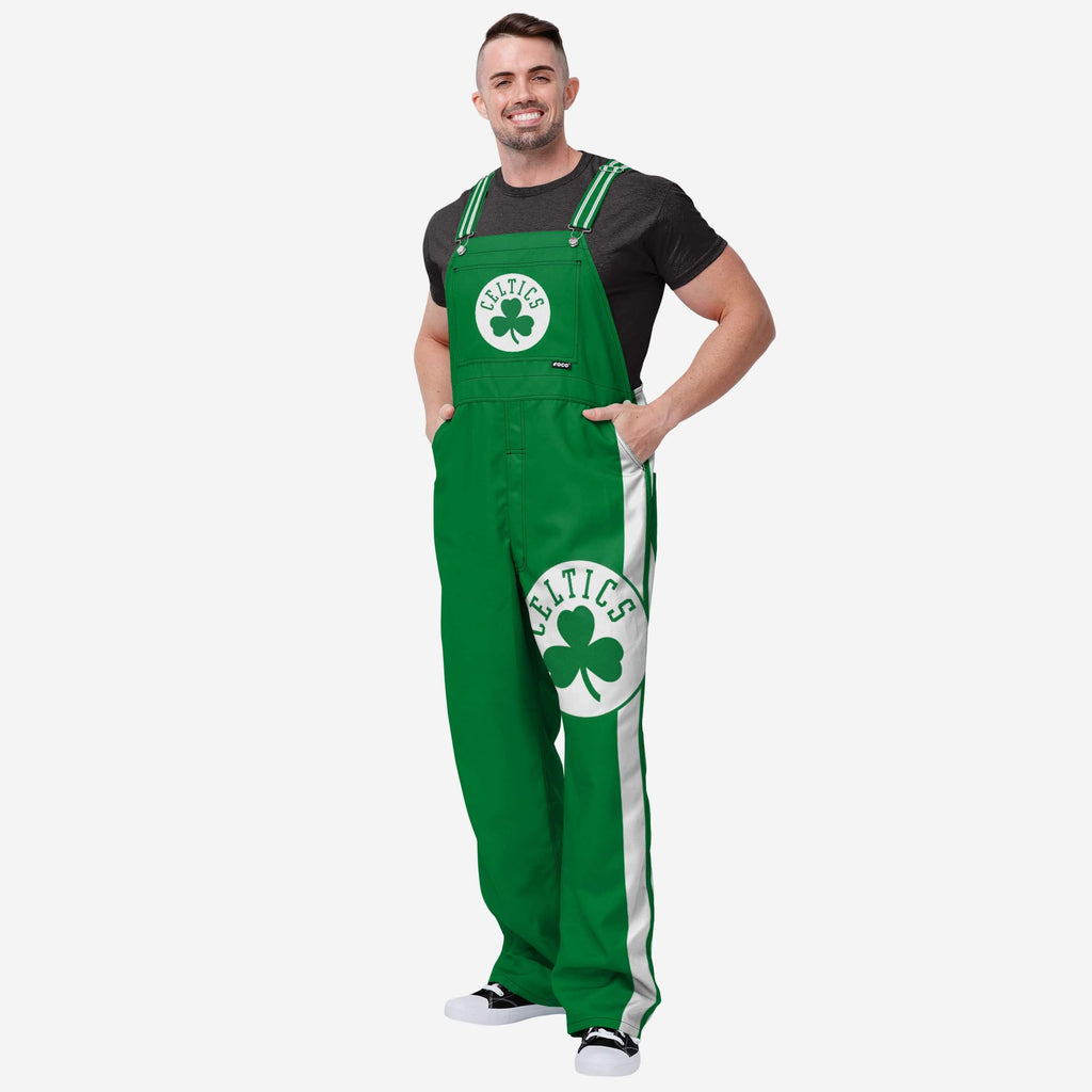 Boston Celtics Mens Team Stripe Bib Overalls FOCO S - FOCO.com