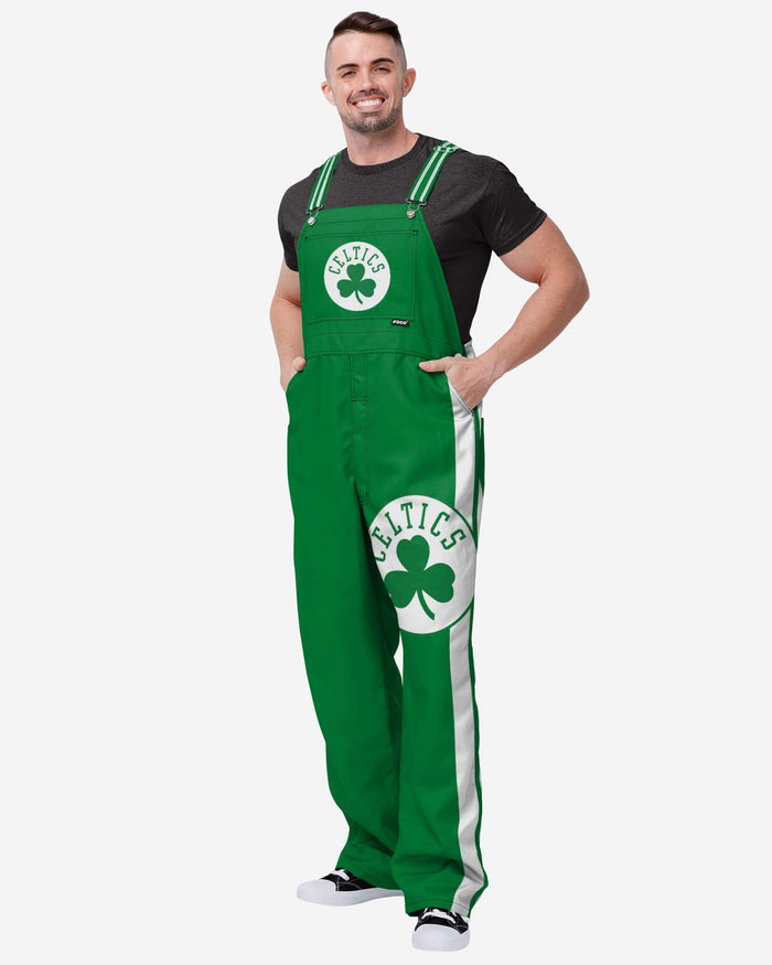 Boston Celtics Mens Team Stripe Bib Overalls FOCO S - FOCO.com