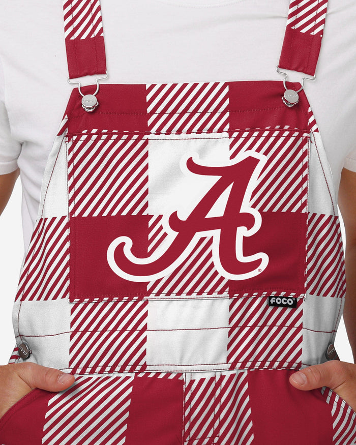 Alabama Crimson Tide Mens Plaid Bib Overalls FOCO - FOCO.com