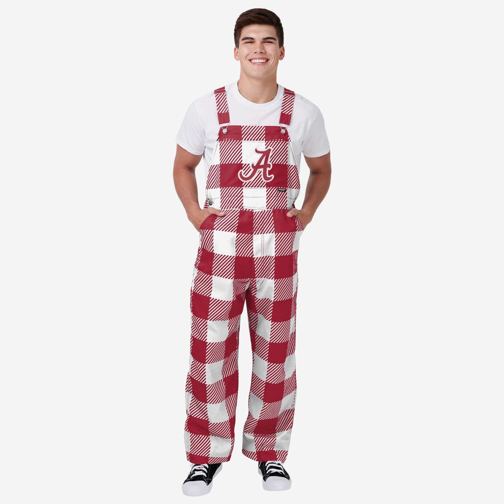 Alabama Crimson Tide Mens Plaid Bib Overalls FOCO S - FOCO.com