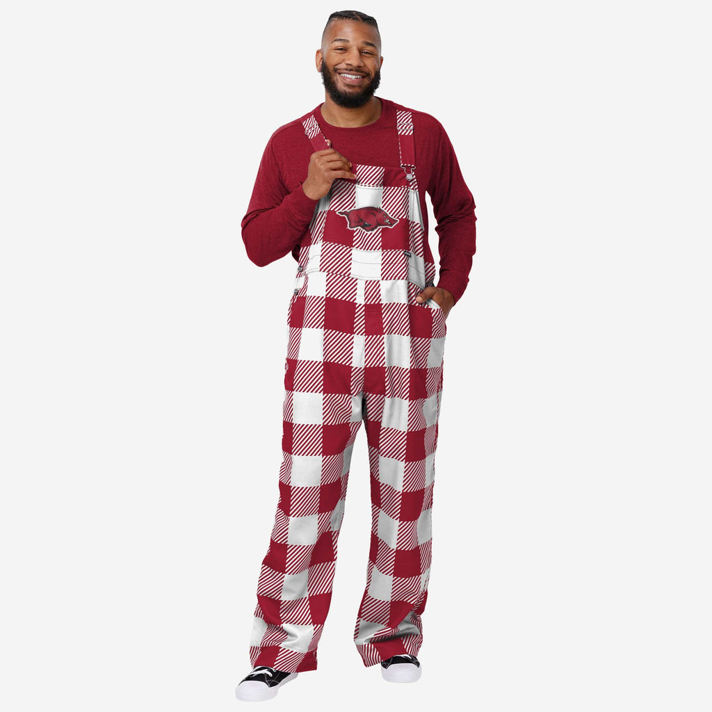 Arkansas Razorbacks Mens Plaid Bib Overalls FOCO S - FOCO.com