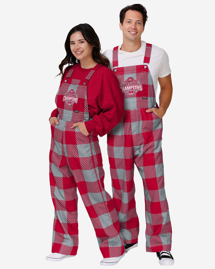 Ohio State Buckeyes 2024 Football National Champions Red Plaid Bib Overalls FOCO - FOCO.com