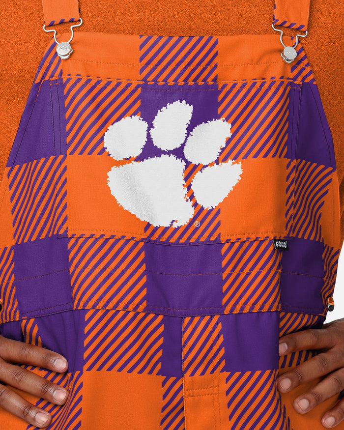 Clemson Tigers Mens Plaid Bib Overalls FOCO - FOCO.com