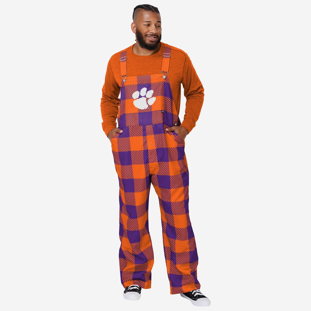 Clemson Tigers Mens Plaid Bib Overalls FOCO S - FOCO.com