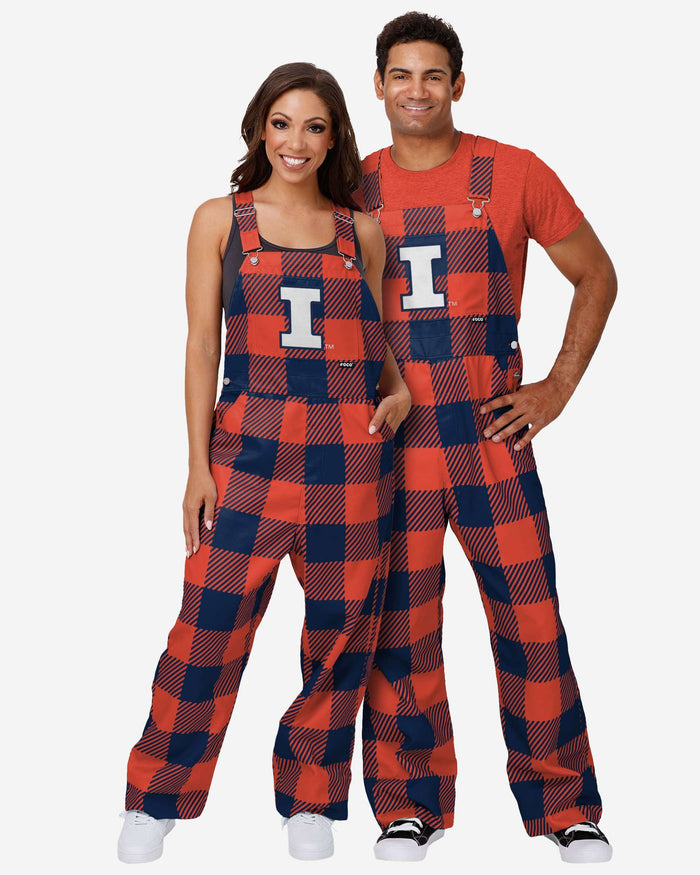 Illinois Fighting Illini Mens Plaid Bib Overalls FOCO - FOCO.com