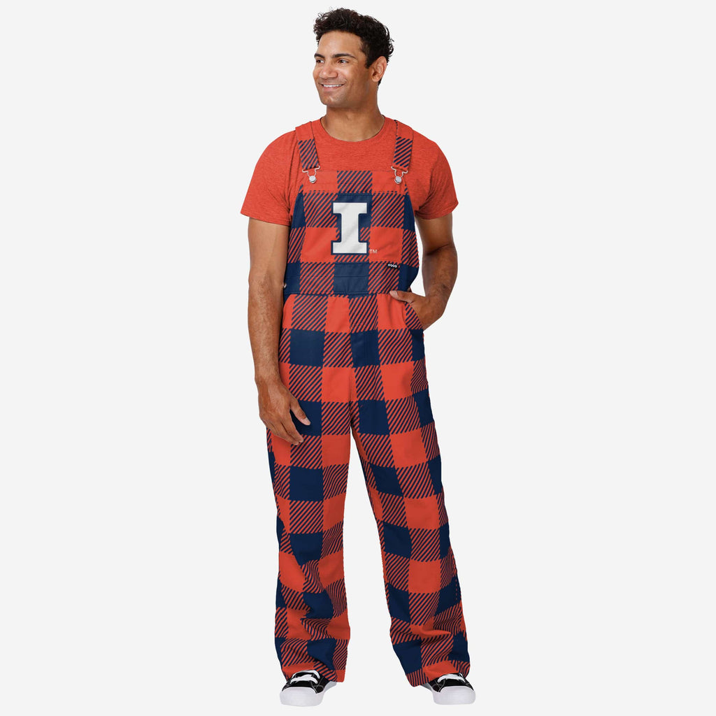 Illinois Fighting Illini Mens Plaid Bib Overalls FOCO S - FOCO.com