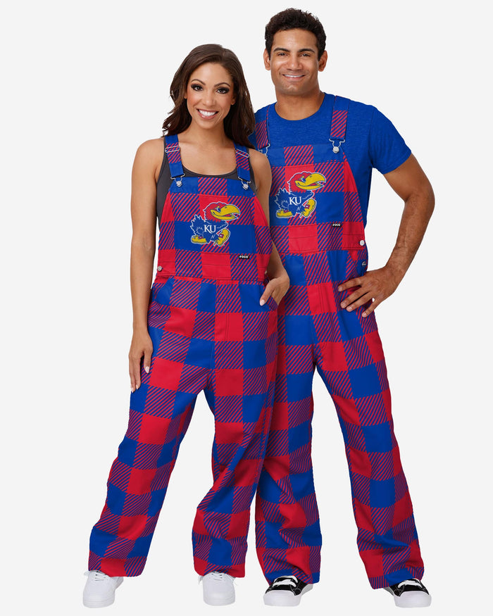 Kansas Jayhawks Mens Plaid Bib Overalls FOCO - FOCO.com