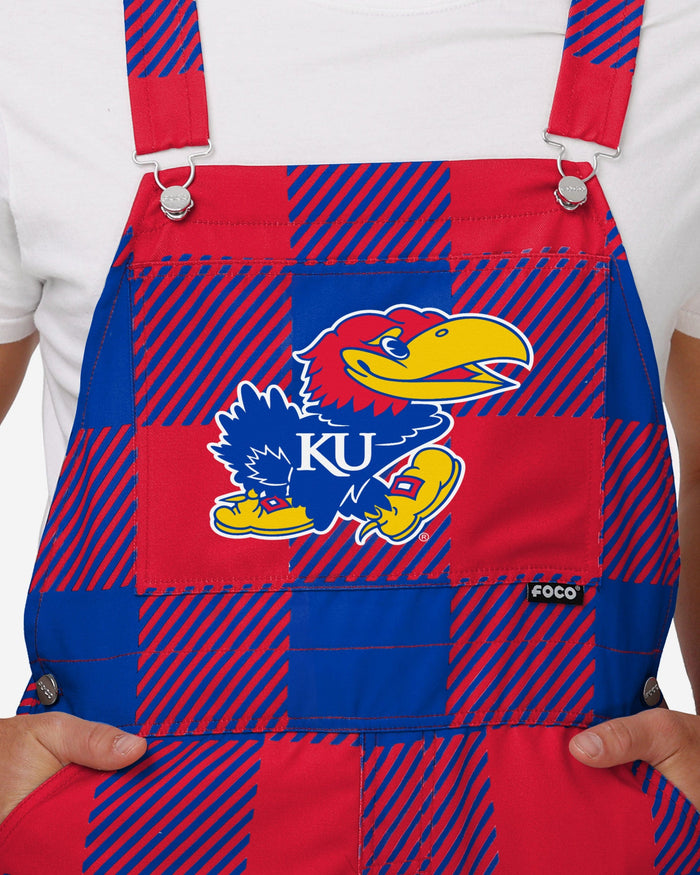 Kansas Jayhawks Mens Plaid Bib Overalls FOCO - FOCO.com