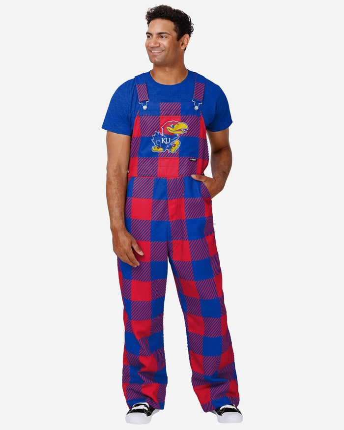 Kansas Jayhawks Mens Plaid Bib Overalls FOCO S - FOCO.com