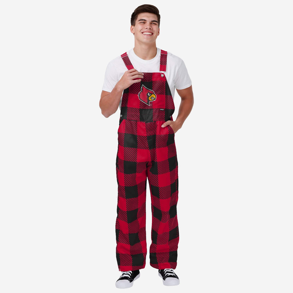 Louisville Cardinals Mens Plaid Bib Overalls FOCO S - FOCO.com