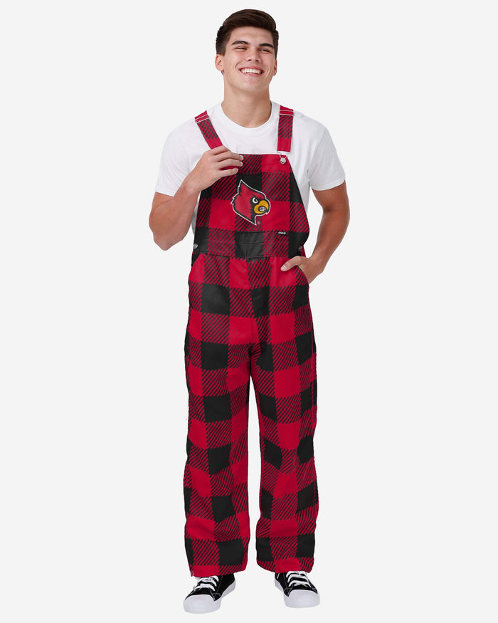 Louisville Cardinals Mens Plaid Bib Overalls FOCO S - FOCO.com