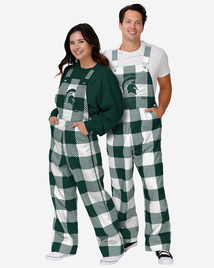 Michigan State Spartans Mens Plaid Bib Overalls FOCO - FOCO.com