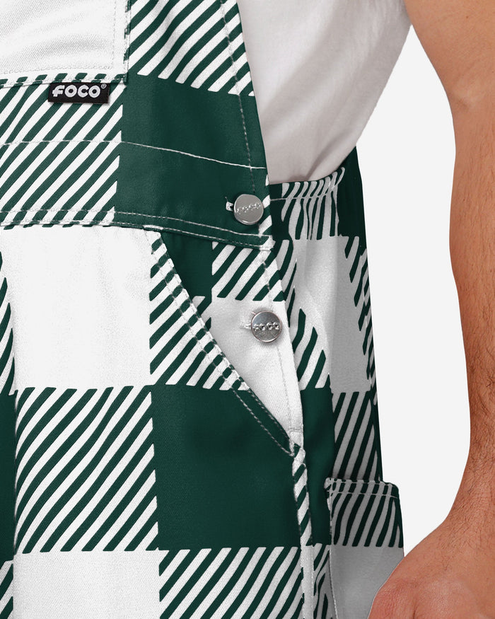 Michigan State Spartans Mens Plaid Bib Overalls FOCO - FOCO.com