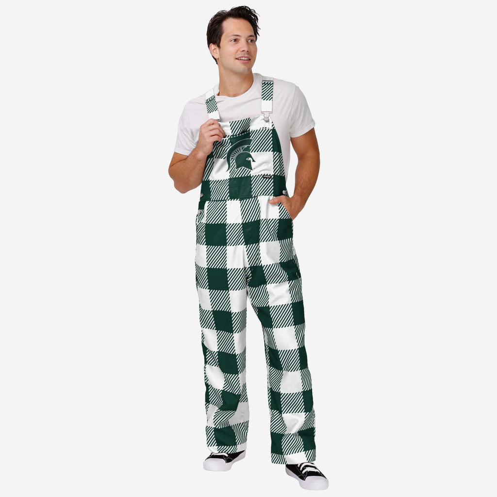 Michigan State Spartans Mens Plaid Bib Overalls FOCO S - FOCO.com