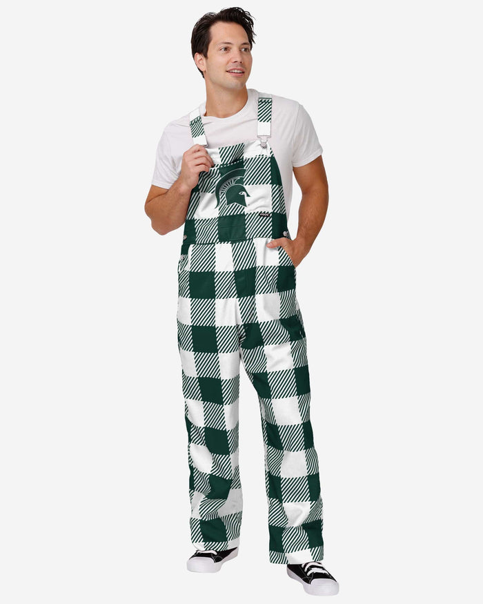 Michigan State Spartans Mens Plaid Bib Overalls FOCO S - FOCO.com