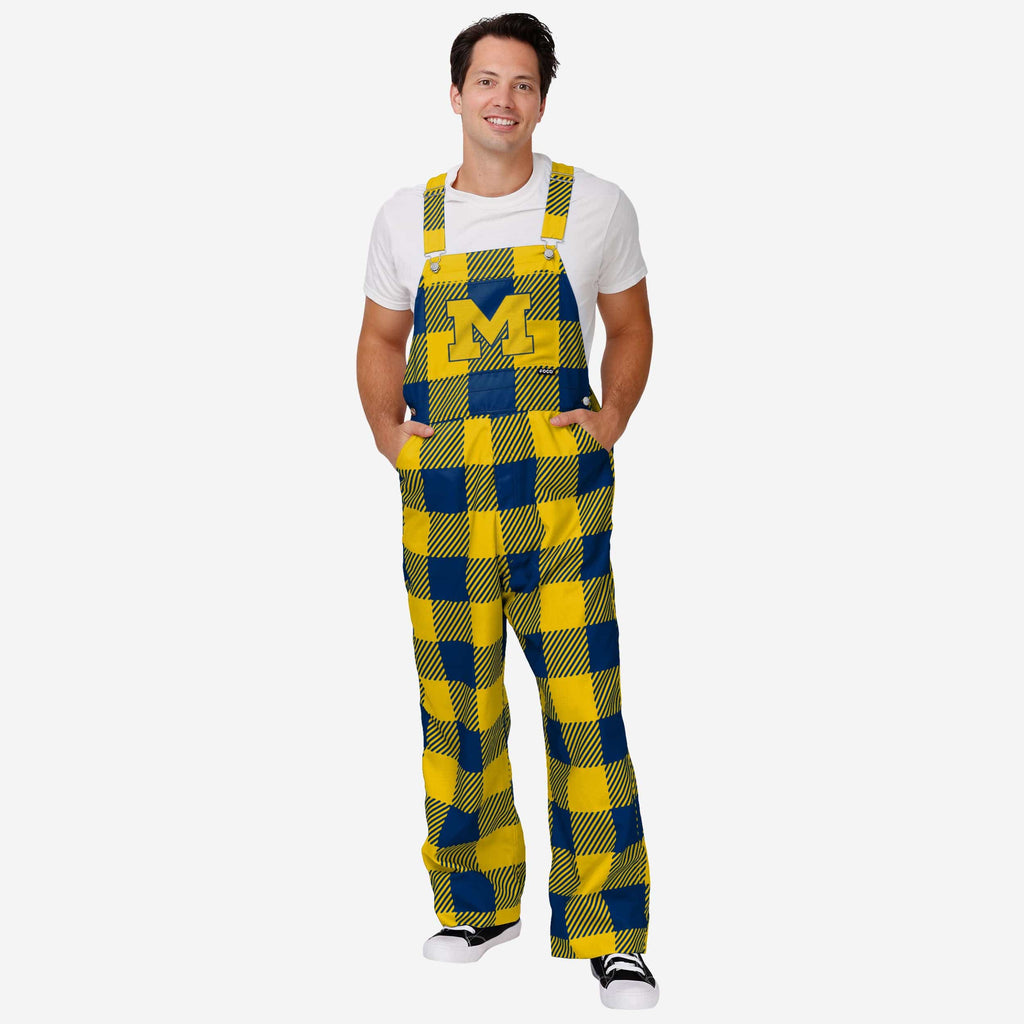 Michigan Wolverines Mens Plaid Bib Overalls FOCO S - FOCO.com