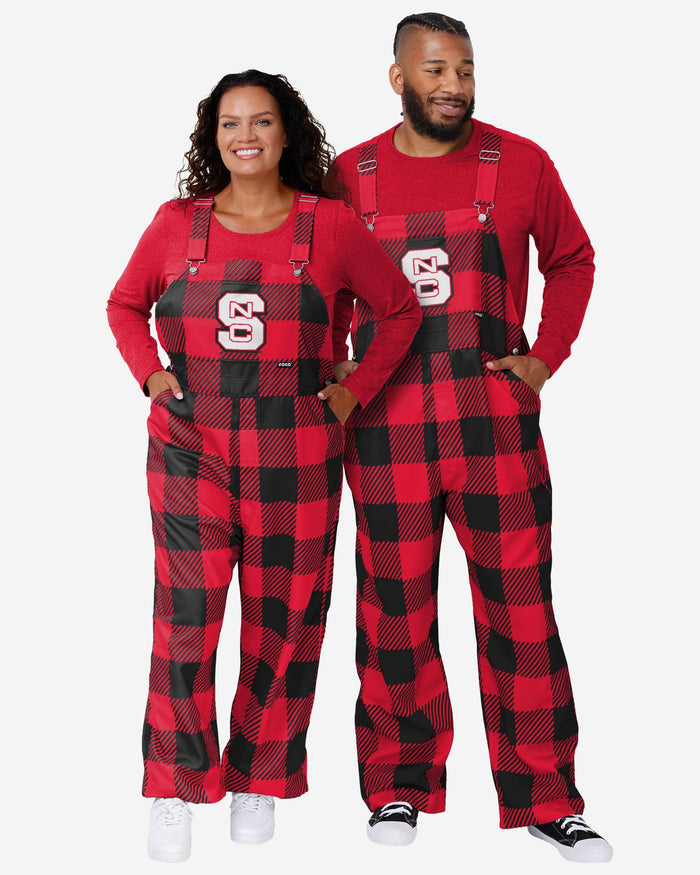 NC State Wolfpack Mens Plaid Bib Overalls FOCO - FOCO.com