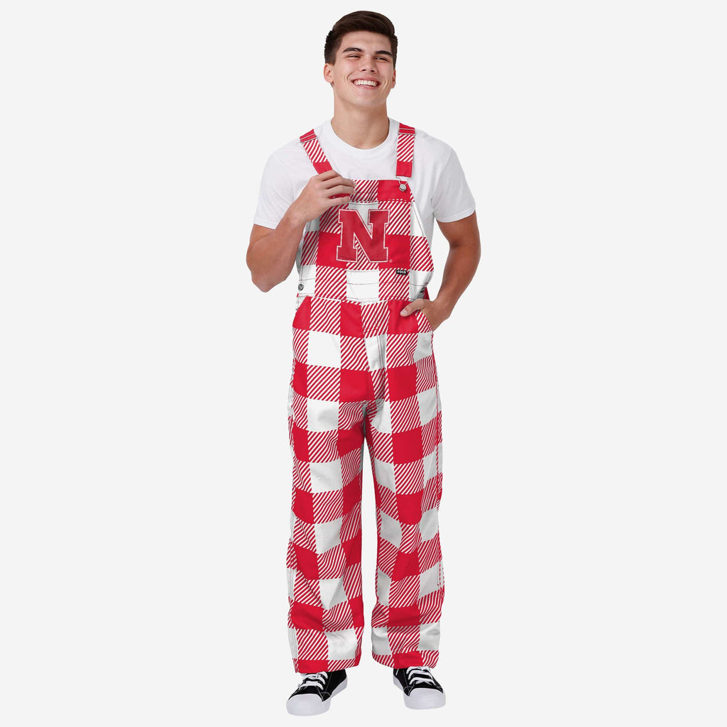 Nebraska Cornhuskers Mens Plaid Bib Overalls FOCO S - FOCO.com