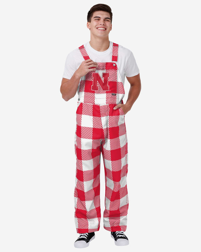 Nebraska Cornhuskers Mens Plaid Bib Overalls FOCO S - FOCO.com