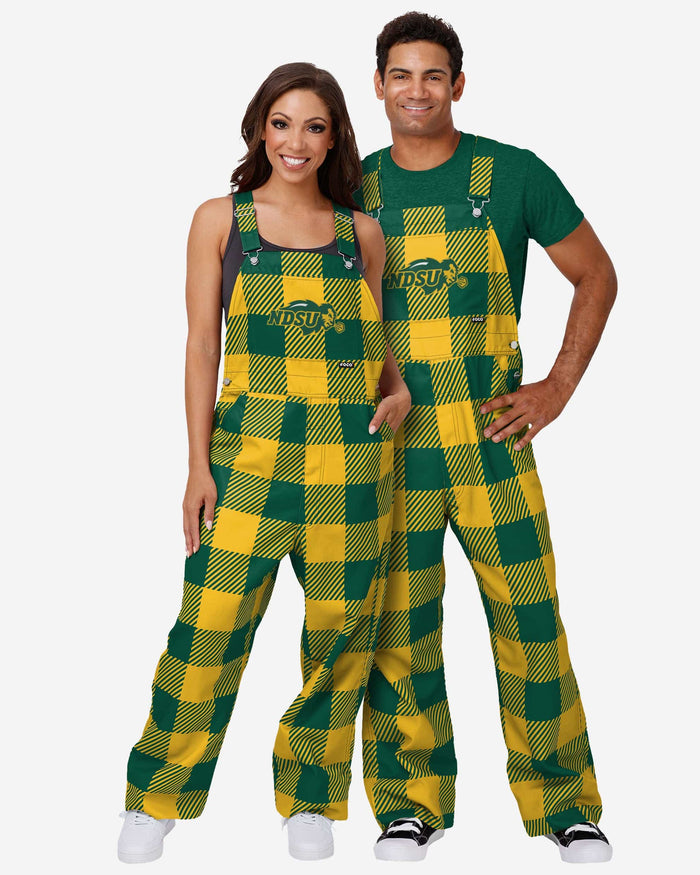 North Dakota State Bison Mens Plaid Bib Overalls FOCO - FOCO.com